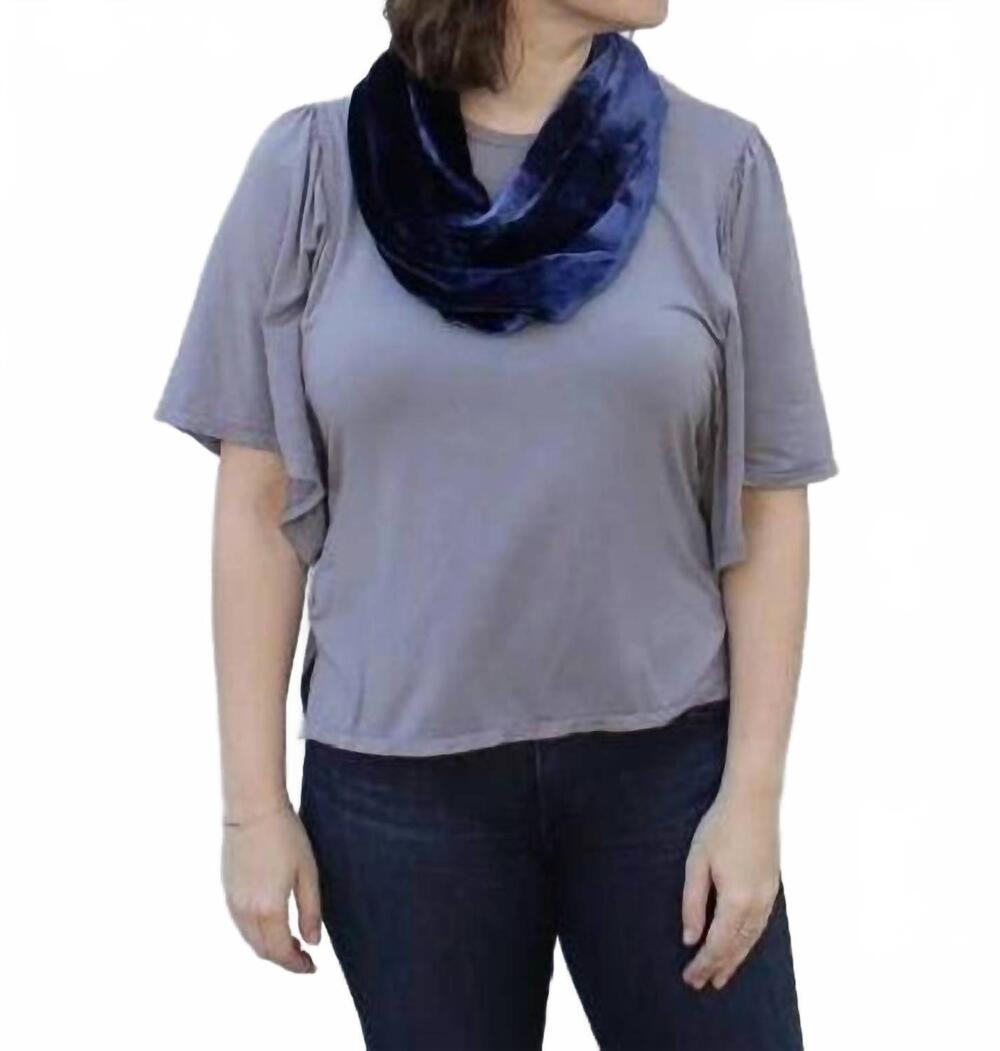 NEW DANA HERBERT women's silk velvet infinity scarf in indigo blue